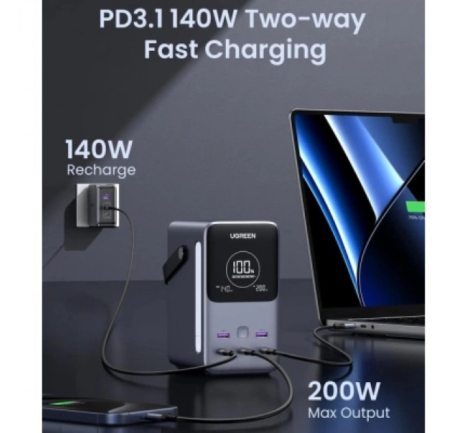 Батарея універсальна Ugreen 48000mAh 300W with Smart Digital Display (PB770 25286)