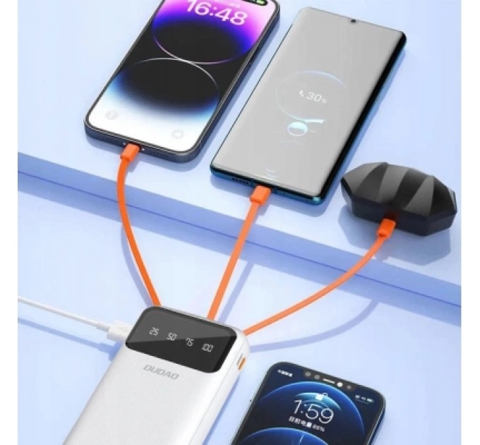 Батарея універсальна Dudao K6Pro+ 20000mAh 10W with USB-C/Lightning/MicroUSB/USB-A cables (6977196682409)