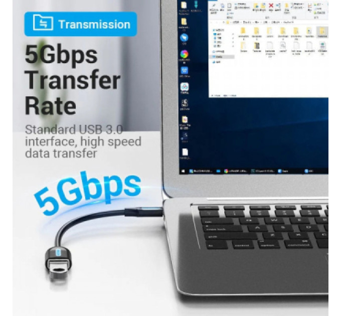 Vention Перехідник OTG USB 3.1 AF to USB-C 0.15m black VENTION (CCVBB)