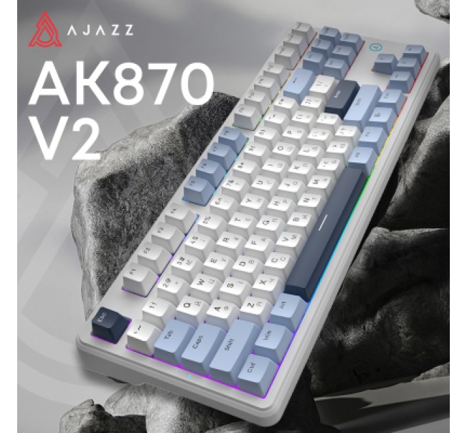 Клавіатура Ajazz AK870 V2 Flying Fish Switch USB UA White/Blue (AK870-V2-FF-BWB)
