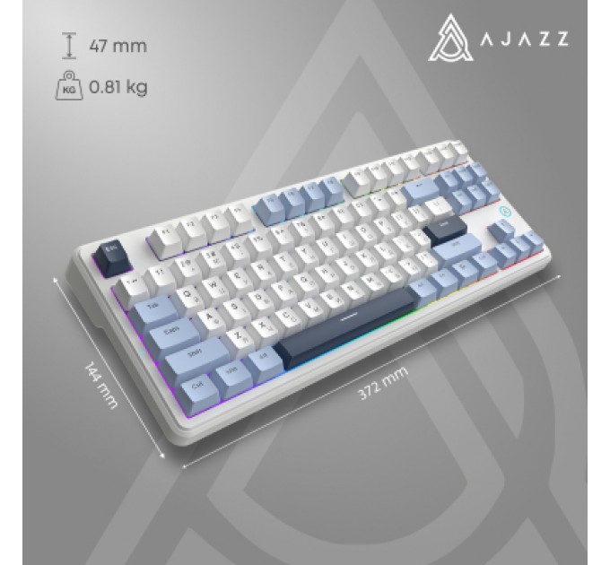 Клавіатура Ajazz AK870 V2 Flying Fish Switch USB UA White/Blue (AK870-V2-FF-BWB)