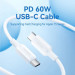 Vention Дата кабель USB-C to USB-C 1.0m 60W white VENTION (TRCWF)