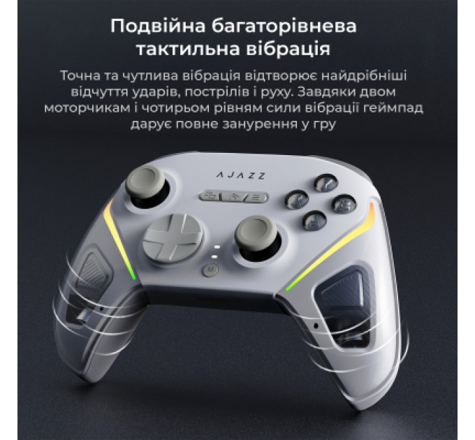Ajazz Геймпад Ajazz GP100 2.4G/BT/USB Switch/PC/iOS/Android RGB White (GP100-W)