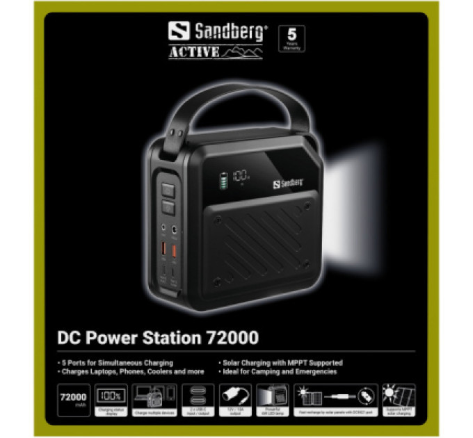 Sandberg Батарея універсальна Sandberg 72000mAh max 268W, DC9,612,6V/10A, PD/100W(In/Out), LiMnFePO (421-22)