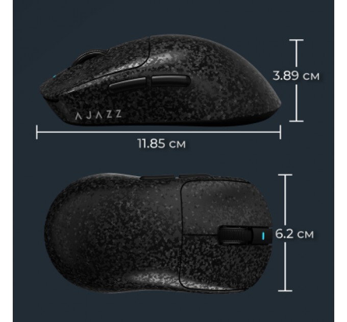 Мишка Ajazz AJ199 Carbon fiber Wireless/Bluetooth/USB Black (AJ199-B)