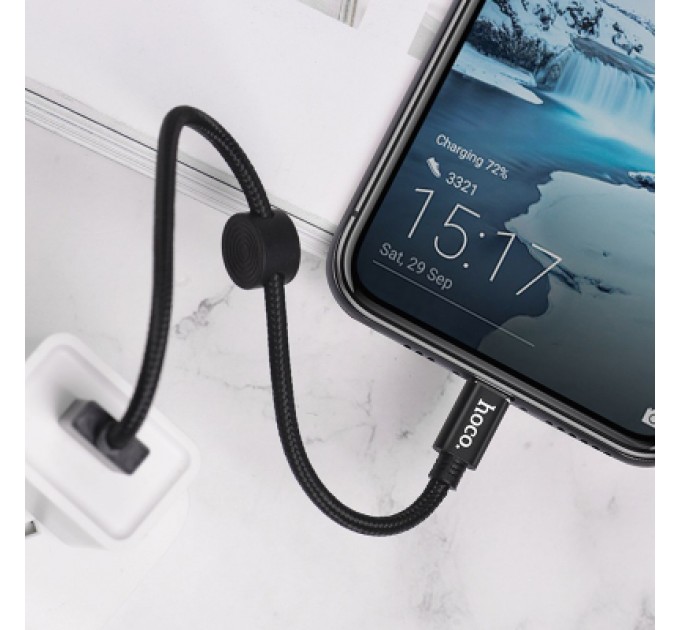 Дата кабель USB 2.0 AM to USB-C 0.25m 3A nylon X35 black HOCO (6931474707451)
