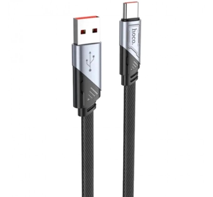 Дата кабель USB 2.0 AM to USB-C 1.2m 5A nylon black HOCO (6942007605007)