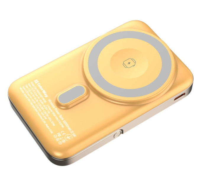 ColorWay Батарея універсальна ColorWay 10 000 mAh PD/22.5W, 15W MagSafe & Watch Wireless Amber (CW-PB100LPA2Y-WPDD)