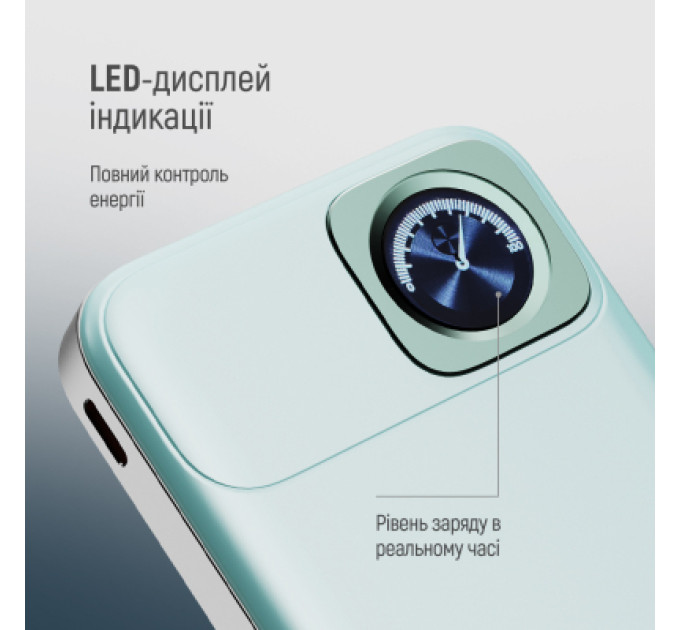 ColorWay Батарея універсальна ColorWay 10 000 mAh PD/22.5W, 15W MagSafe & Watch Wireless Aquamarine (CW-PB100LPA2MT-WPDD)