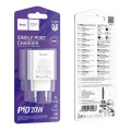 HOCO Мережевий зарядний пристрій Hoco C143A (1USB-C, 3А) 20W White (6942007652063)