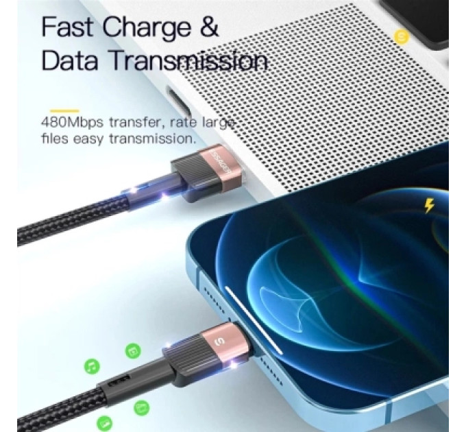 Essager Дата кабель USB 2.0 AM to Lightning 1.0m 2.4A black Essager (EXCL-XC01)