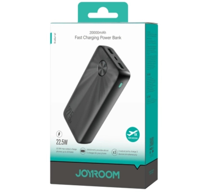 JOYROOM Батарея універсальна JOYROOM 20000mAh 22,5W PD, QC/3.0, 2*USB-A, USB-C In/Out Black (JR-PBF16)