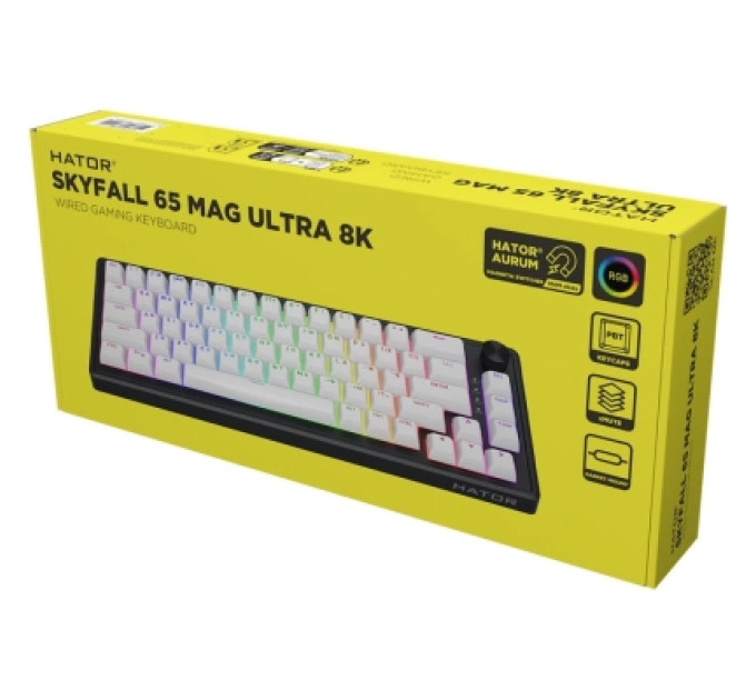 Hator Клавіатура Hator Skyfall 65 MAG ULTRA 8K Aurum Ice RGB USB UA Black/White (HTK1860UA)