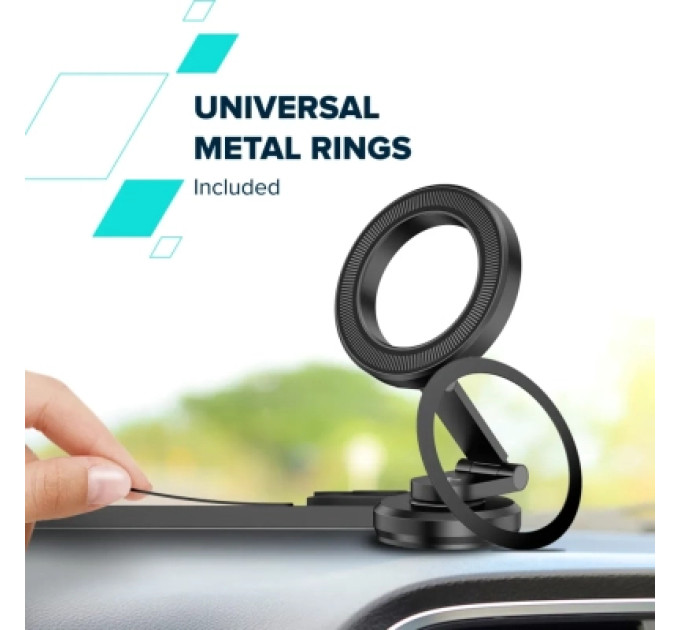 Canyon Універсальний автотримач Canyon Magnetic phone holder OnGrip 10 aluminum Black (CNS-CCHM10)