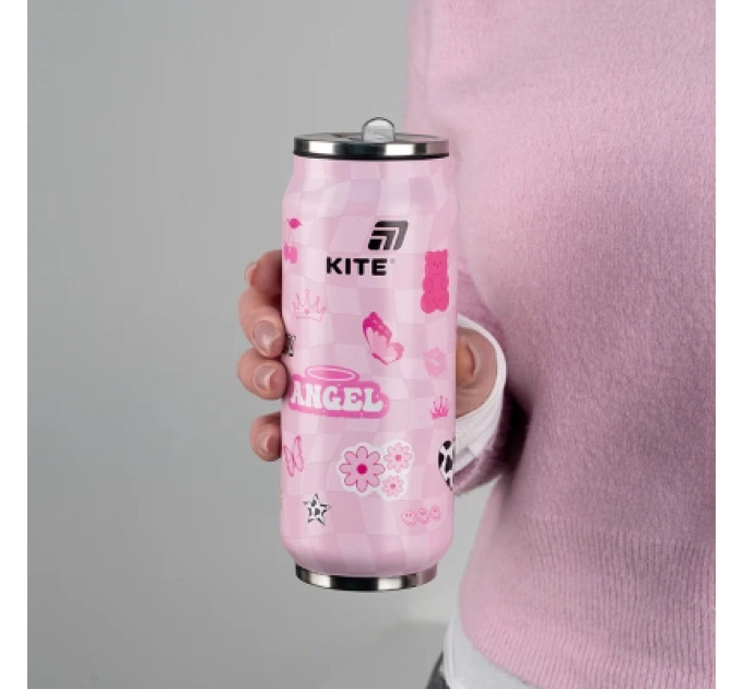 Kite Поїльник-непроливайка Kite Angel термочашка з трубочкою, 500 мл (K25-1264-2)