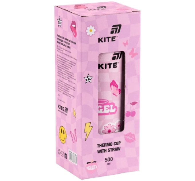 Kite Поїльник-непроливайка Kite Angel термочашка з трубочкою, 500 мл (K25-1264-2)
