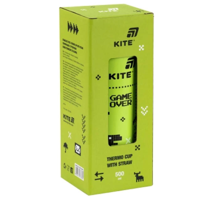 Kite Поїльник-непроливайка Kite Game over термочашка з трубочкою, 500 мл (K25-1264-1)