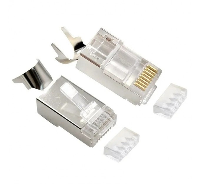 Конектор RJ 45 Cablexpert (LC-PTF7-01/100) 8P8C, Cat.7, FTP, з наскрізними отворами, позолочені контакти (100 шт/уп)
