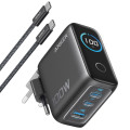 Anker Мережевий зарядний пристрій Anker GaN Charger 100W, 2xUSB-C, 1xUSB-A, Display Dark Gray (B121BGZ1) + кабель USB Type-C