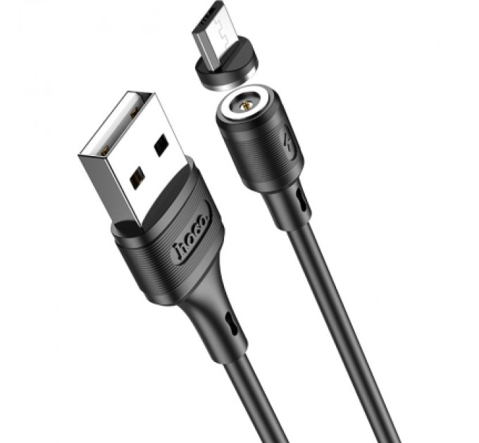 Дата кабель USB 2.0 AM to Micro 5P 1.0m 2.4A magnetic PVC X52 black HOCO (6931474735539)