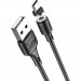 Дата кабель USB 2.0 AM to Micro 5P 1.0m 2.4A magnetic PVC X52 black HOCO (6931474735539)