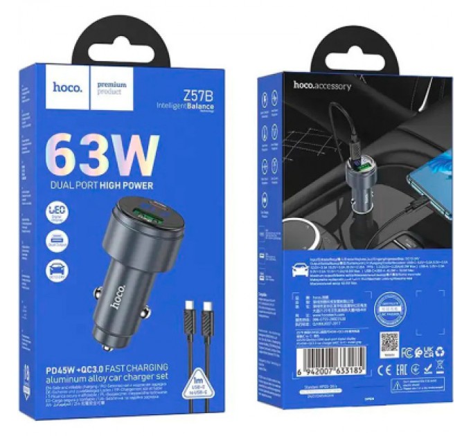 Зарядний пристрій HOCO HOCO Z57 Glorious single-port USB -C PD30W + cable USB-C Metal Gray (6942007633062)