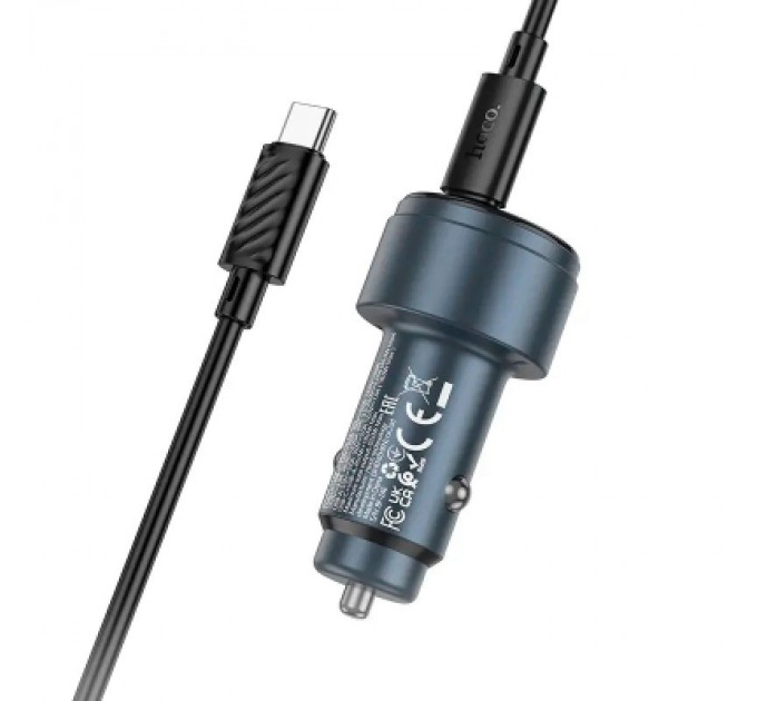 Зарядний пристрій HOCO HOCO Z57 Glorious single-port USB -C PD30W + cable USB-C Metal Gray (6942007633062)