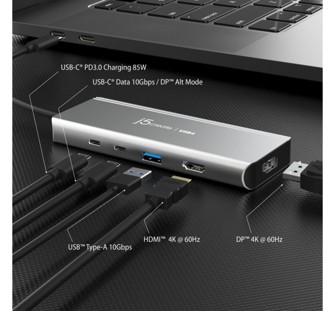 USB-хаб J5create USB-C 5-в-1 Grey (JCD401-N)
