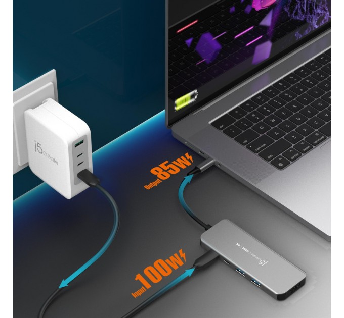 USB-хаб J5create USB-C 5-в-1 Grey (JCH453-N)