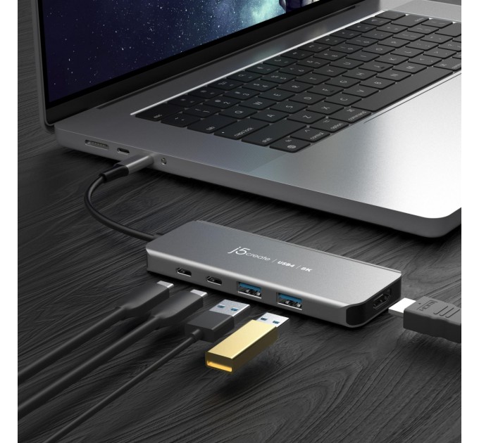 USB-хаб J5create USB-C 5-в-1 Grey (JCH453-N)