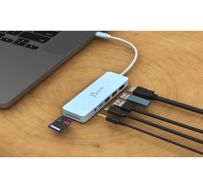 USB-хаб J5create USB-C 6-в-1 Cyan (JCD373EC-N)
