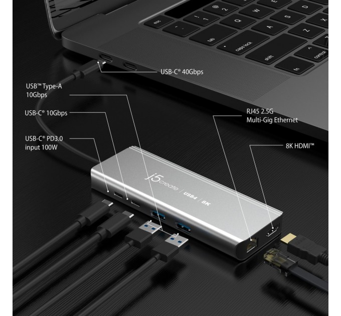 USB-хаб J5create USB-C 6-в-1 Grey (JCD403-N)