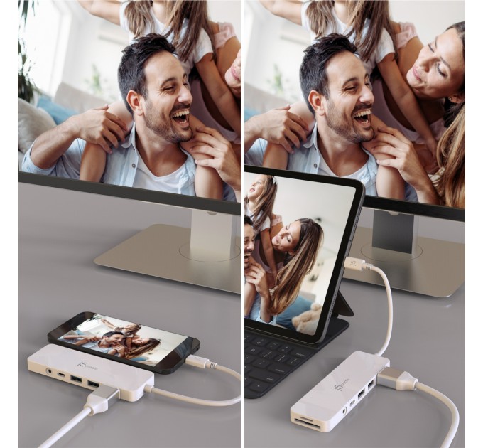 USB-хаб J5create USB-C 6-в-1 White (JCD373-N)