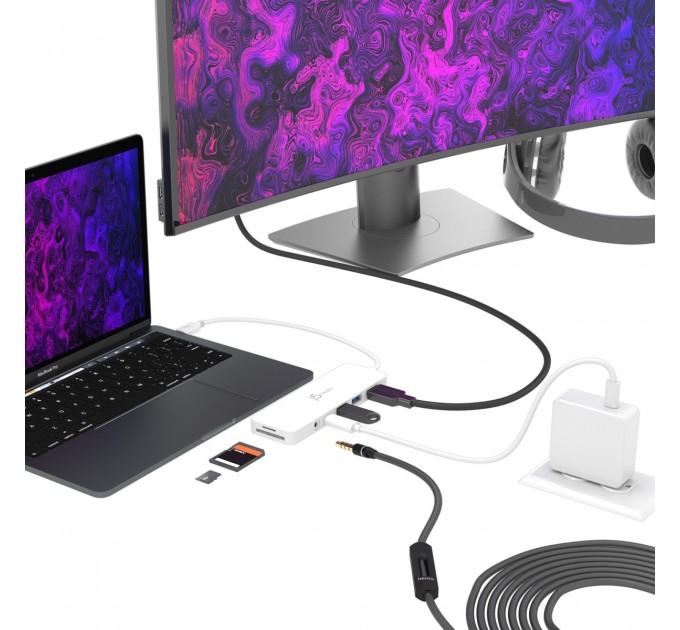 USB-хаб J5create USB-C 6-в-1 White (JCD373-N)