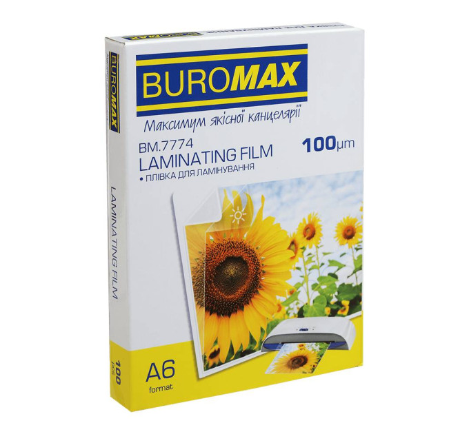 Buromax Плівка для ламінування Buromax (BM.7774) глянцева, А6, 100мк, 100 шт