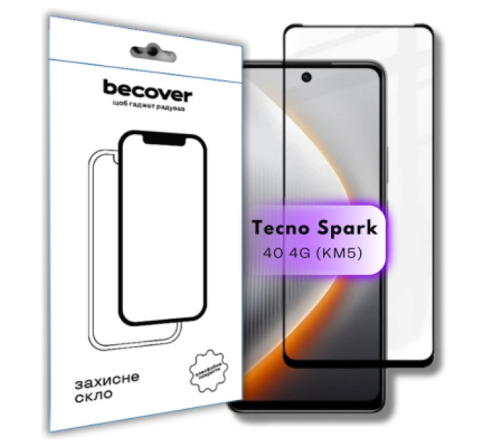 BeCover Скло захисне BeCover Tecno Spark 40 4G (KM5) Black (714922)