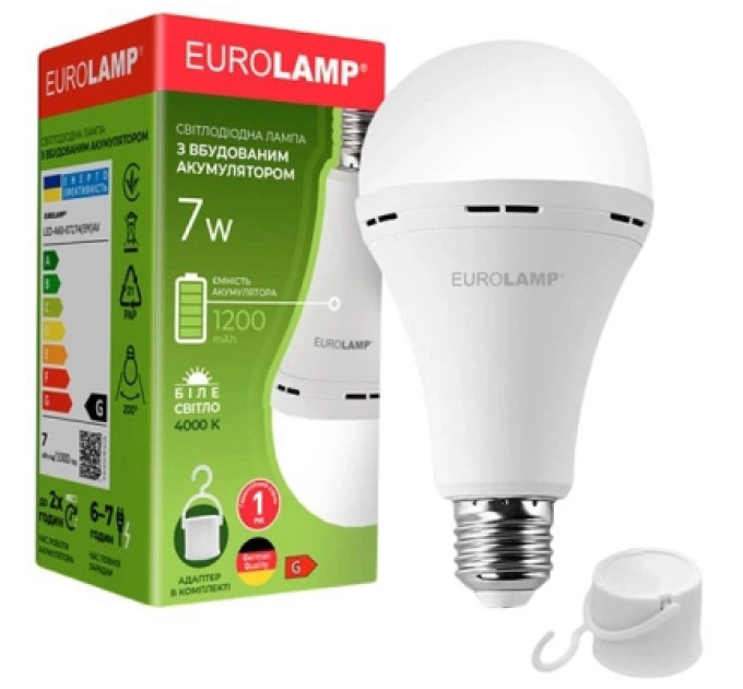 Eurolamp Лампочка Eurolamp A60 7W 4000K 1200mAh (LED-A60-07274(EM)AV)