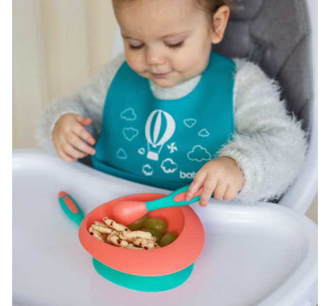 Тарілка дитяча Baboo Ufo з основою-присоскою, від 6 місяців (персик) (9-031)