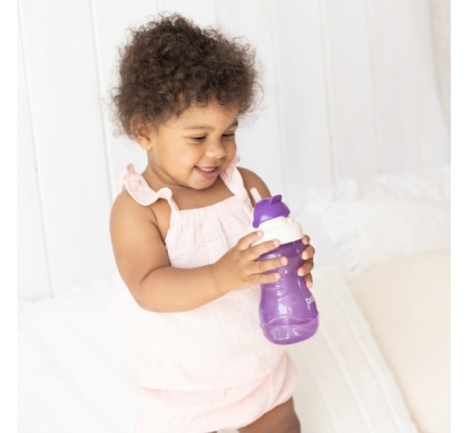 Поїльник-непроливайка Baboo із силіконовою соломинкою, 360 мл, 9 + (фіолетова) (8-128)