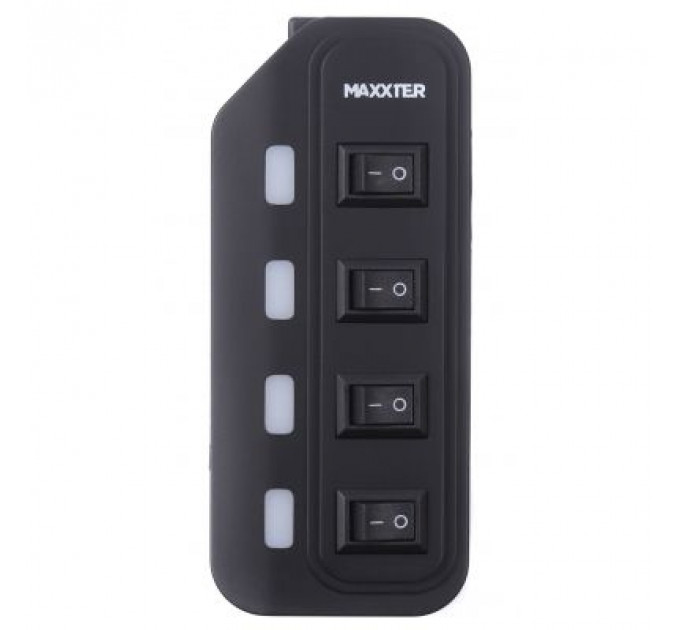 Концентратор Maxxter 4 x USB 2.0 Type-A 1m cable + 5V1A adapter (HU2A-4P-AC-02)