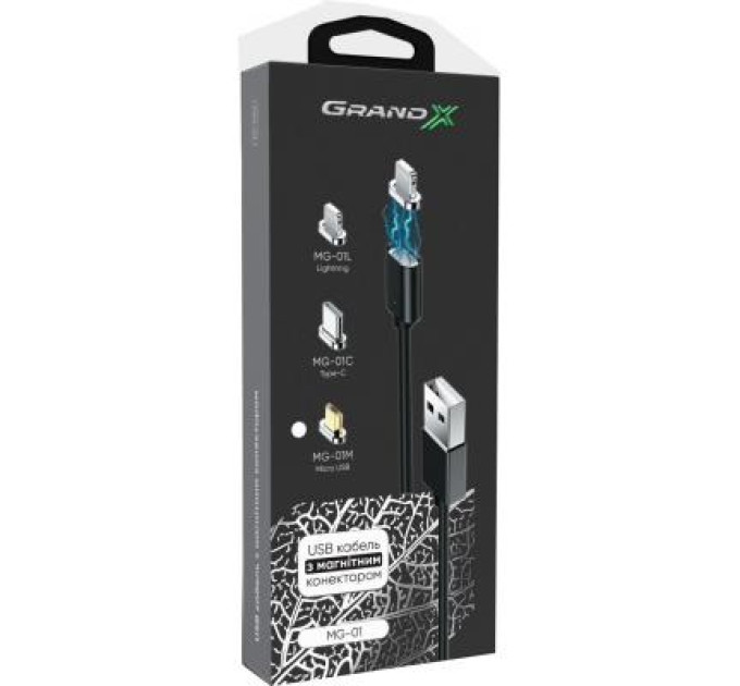 Grand-X Дата кабель USB 2.0 AM to Micro 5P 1.0m Magnet Grand-X (MG-01M)