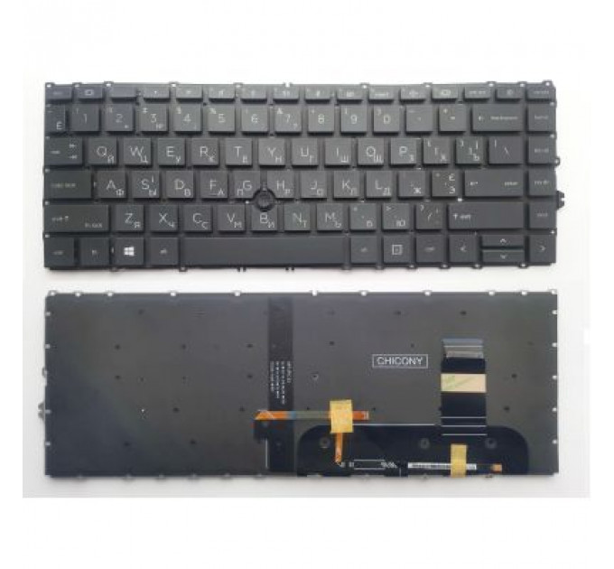 Клавіатура ноутбука HP EliteBook 745 G7/G8, 840 G7/G8 черна з підсв ТП UA (A46214)