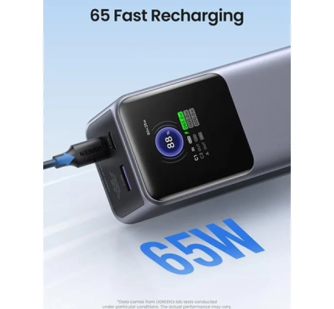 Ugreen Батарея універсальна Ugreen 20000mAh 130W Nexode Smart Display with Built-in Cable (PB723 55365B)