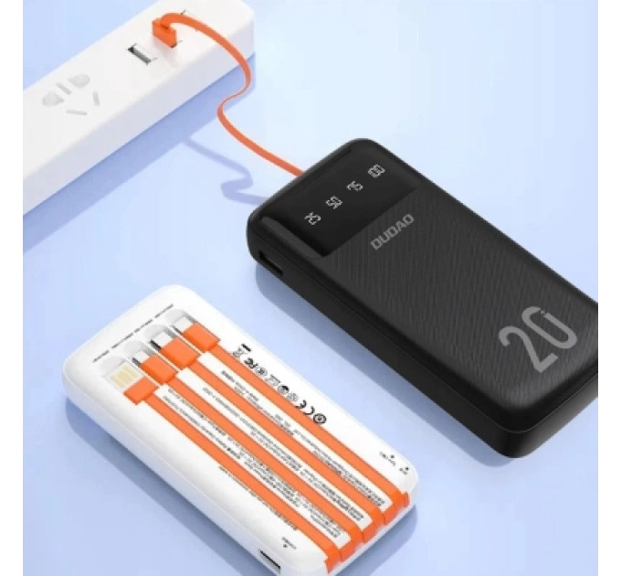 Dudao Батарея універсальна Dudao K6Pro+ 20000mAh 10W with USB-C/Lightning/MicroUSB/USB-A cables (6977196682409)