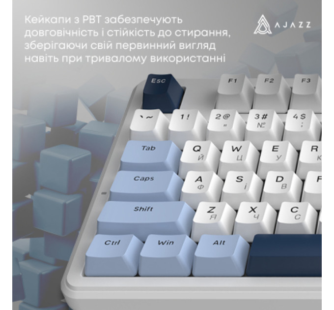 Ajazz Клавіатура Ajazz AK870 V2 Flying Fish Switch USB UA White/Blue (AK870-V2-FF-BWB)