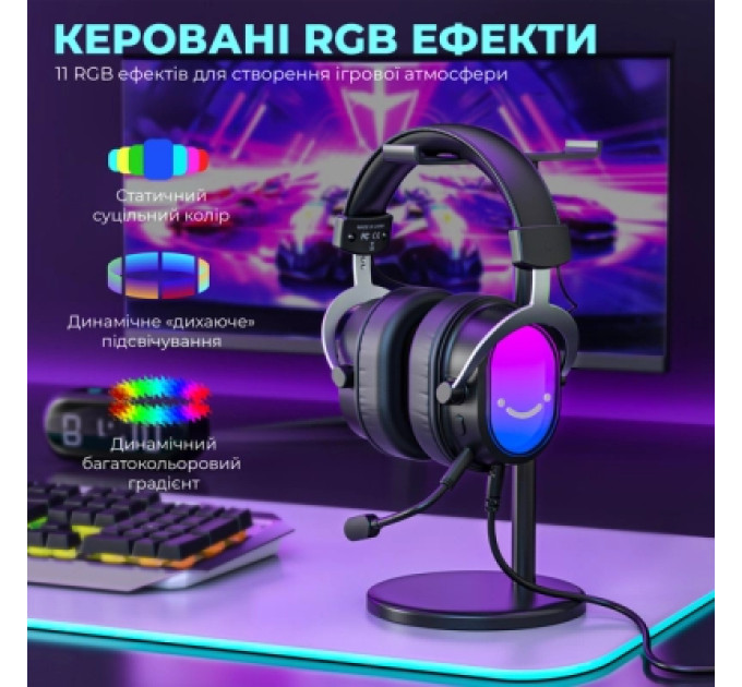 Fifine Навушники Fifine H16 7.1 RGB Black (H16)