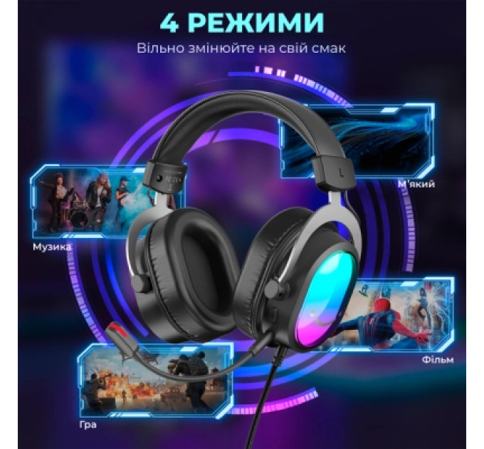 Fifine Навушники Fifine H16 7.1 RGB Black (H16)