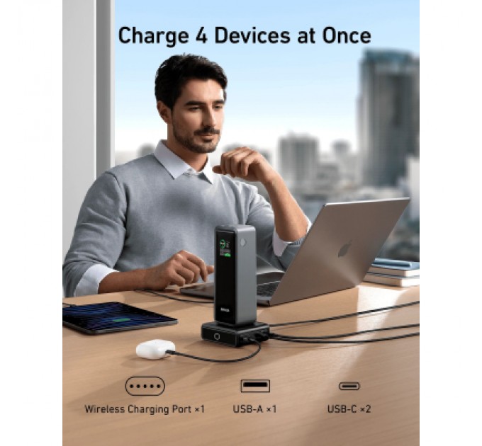 Зарядний пристрій Anker 2xUSB-C 100W + 1xUSB + Pogo pin for Anker Prime black (A1902311)