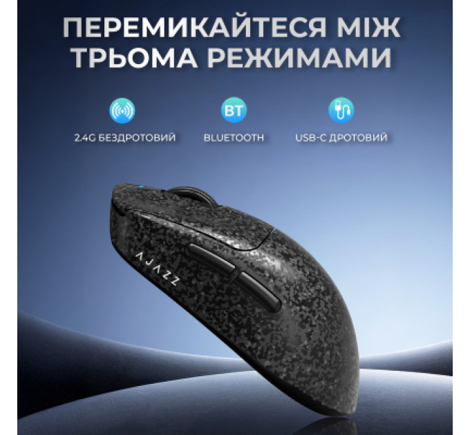 Ajazz Мишка Ajazz AJ199 MAX Carbon fiber Wireless/Bluetooth/USB Black (AJ199-MAX-B)