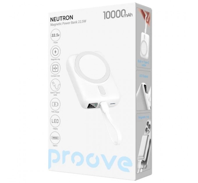 Універсальна мобільна батарея Proove Neutron 22.5W 10000mAh Silver/White (PBNE22022206)